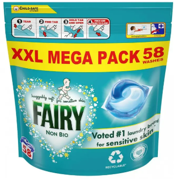 Капсули для прання універсальні Fairy Non Bio 58 шт