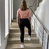 Лосини жіночі тонкі зі стрейчем зі штрипками М чорні, фото 4