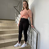 Лосини жіночі тонкі зі стрейчем зі штрипками М чорні, фото 7