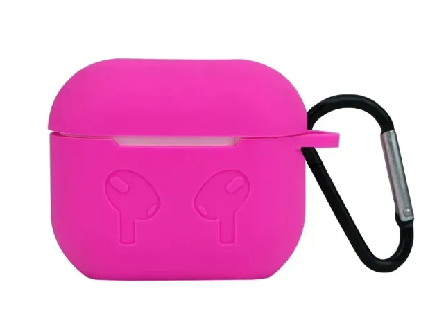 Чохол накладка з карабіном Silicon Case для AirPods 3 Neon Pink