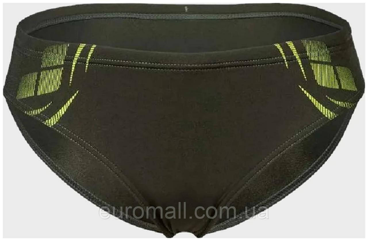 Плавки-сліпи для хлопчиків Arena POSEIDONIA SWIM BRIEFS темно-зелений, жовтий Діти 128 см, фото 1