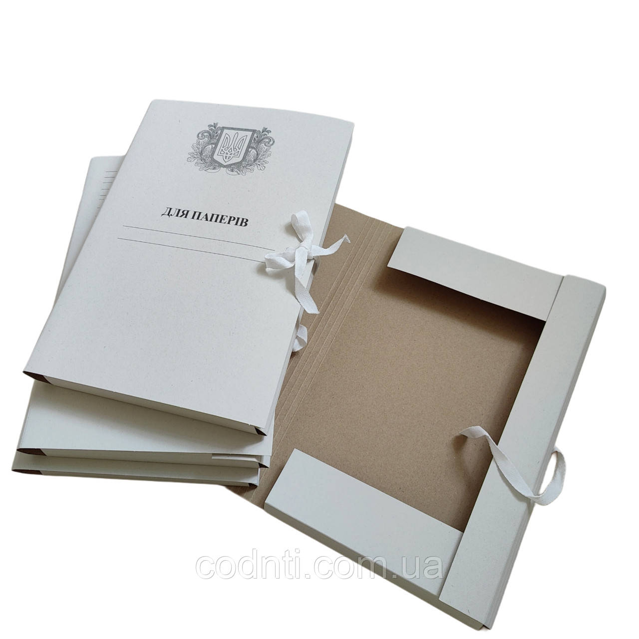 Папка архівна ЮТЕК з титульною сторінкою "Для Паперів Герб" 215х310 мм на зав'язках, корінець 0,7 - 2,5 см (25шт), фото 1