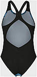 Купальник закритий для Жінкиок Arena BLUE FLOWERS SWIMSUIT V BACK синій, чорний Жінки 44, фото 2