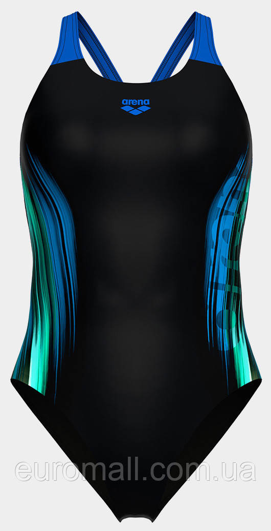 Купальник закритий для Жінкиок Arena BREATH SWIMSUIT V BACK LB синій, чорний, бірюзовий Жінки 36, фото 1