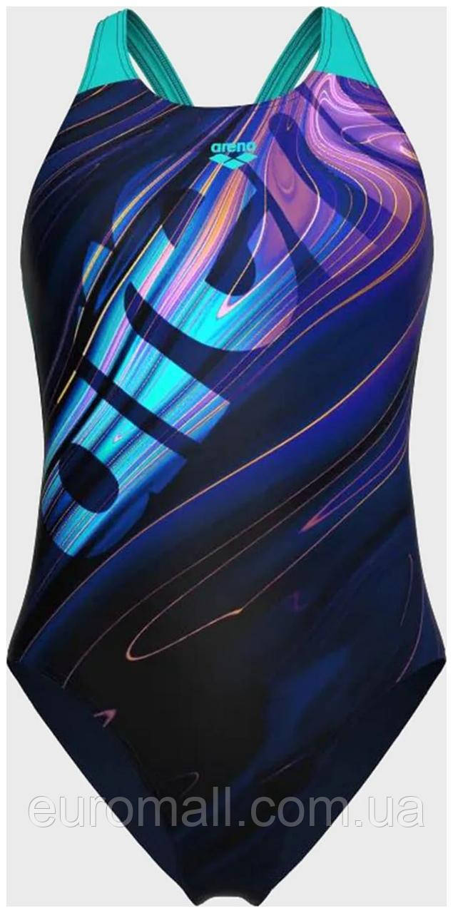 Купальник закритий для Жінкиок Arena FLOW SWIMSUIT V BACK LB темно-синій Жінки 44, фото 1