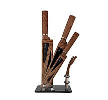Набір ножів у підставці Magio MG-1095R 5 предметів Коричневий
