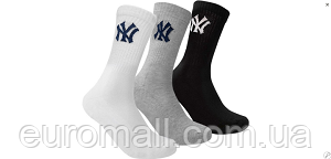 Шкарпетки New York Yankees 3 pk Crew чорний, білий, сірий Унісекс 31-34, фото 1