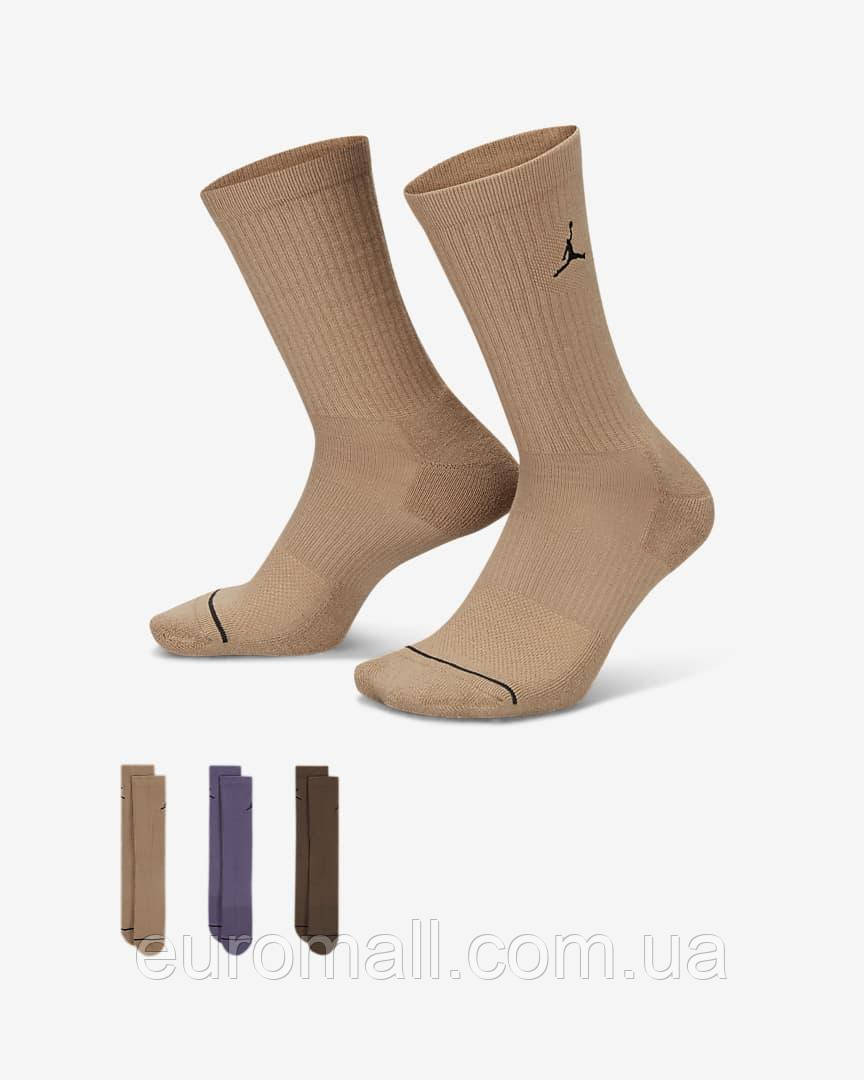 Шкарпетки Nike U J ED CUSH POLY CREW 3PR 144 коричневий, фіолетовий Уні 38-42