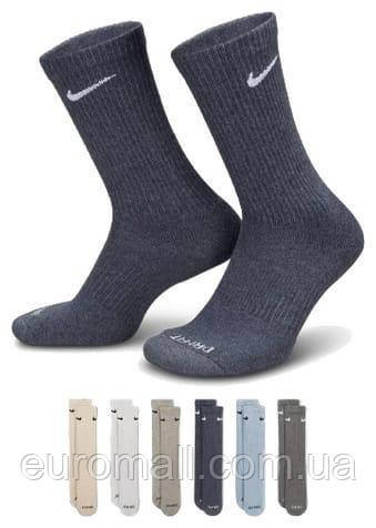 Шкарпетки Nike U NK ED PLS CSH CRW 6PR - 132 сірий, бежевий, блакитний Чол 42-46