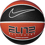 М'яч баскетбольний Nike ELITE ALL COURT 8P 2.0 DEFLATED помаранчевий, чорний Уні 7, фото 3