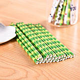 Коктейльні трубочки з принтом бамбука 25 штук 20 см зелений, фото 5