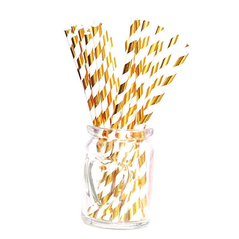 Коктейльні трубочки 25 штук 20 см золотисто-білий, фото 1