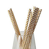 Коктейльні трубочки з геометричним принтом 25 штук 20 см золотистий, фото 3