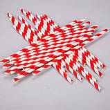 Коктейльні трубочки у смужку 25 штук 20 см червоно-білий, фото 7