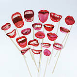 Бутафорія для фото Губи 20 деталей one size червоний, фото 4