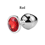 Анальна пробка металева 9 см, втулка плаг сріблястий з каменем, інтимні іграшки для анусу, фото 3