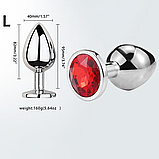 Анальна пробка металева 9 см, втулка плаг сріблястий з каменем, інтимні іграшки для анусу, фото 4