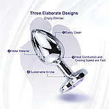 Анальна пробка металева 9 см, втулка плаг сріблястий з каменем, інтимні іграшки для анусу, фото 5