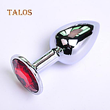 Анальна пробка металева 9 см, втулка плаг сріблястий з каменем, інтимні іграшки для анусу, фото 8