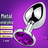 Анальна пробка металева 9 см, втулка плаг сріблястий з каменем, інтимні іграшки для анусу, фото 9