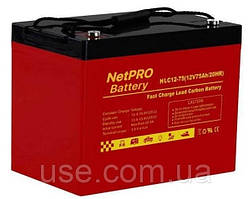 Батарея акумуляторна 12 V, В, Вольт, 75 ампер-годин, Ан, Ah, тяговий, Carbon Gel, 2000 циклів, для інвалідного скутера