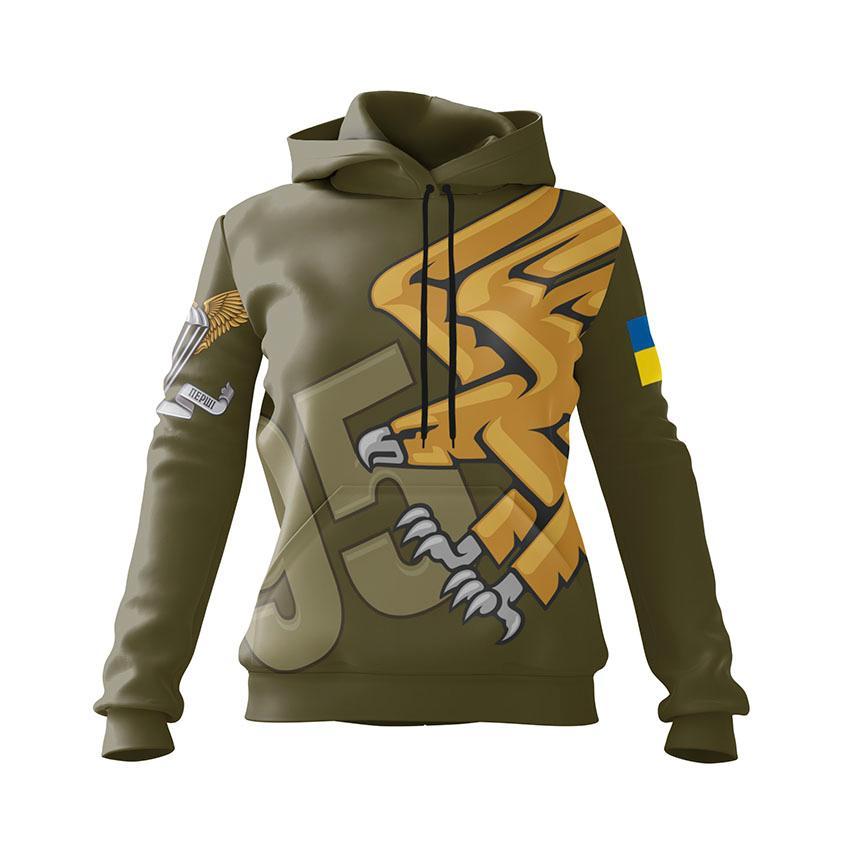 Худі жіноче з принтом «95-та окрема десантно-штурмова бригада. Незламний політ» хакі