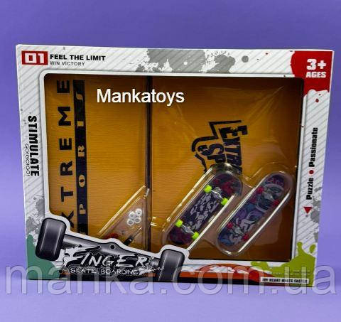 Фінгерборд Пальчикова гра Пальчиковий скейт фінгерборд з трампліном ВВ 504 D в коробці, фото 1