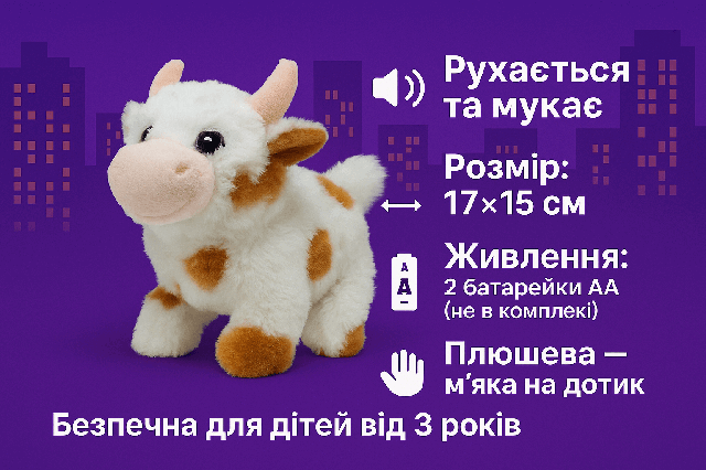 М’яка інтерактивна корівка для дітей 