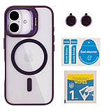 Чохол TPU+PC+Metal Stand Case with MagSafe and Camera Lenses для iPhone 16 Колір Black, фото 6