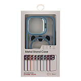 Чохол TPU+PC+Metal Stand Case with MagSafe and Camera Lenses для iPhone 16 Pro Колір Dark Blue, фото 3