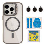 Чохол TPU+PC+Metal Stand Case with MagSafe and Camera Lenses для iPhone 16 Pro Колір Dark Purple, фото 8