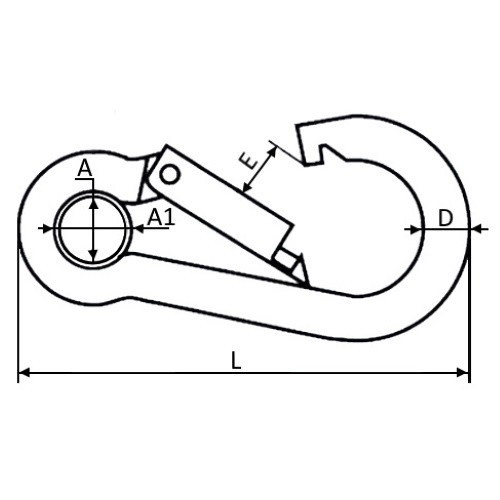 Карабін з вушком 6 мм нержавіюча сталь Osculati граничне навантаження 63.5 кг максимальне навантаження 254 кг, фото 1