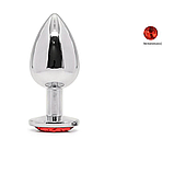 Пробка металева 8 см з Червоним каменем для анала, втулка срібляста з обмежувачем ануса, інтимні іграшки, фото 4