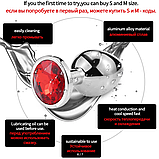 Пробка металева 8 см з Червоним каменем для анала, втулка срібляста з обмежувачем ануса, інтимні іграшки, фото 8