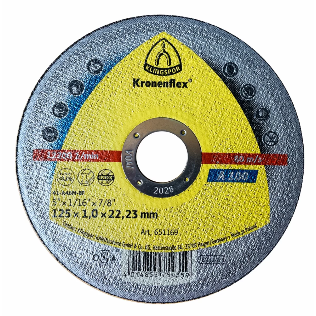 Круг KLINGSPOR відрізний А100 Extra (125х1х22 мм)