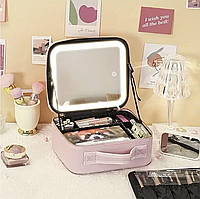 Косметичка у формі валізки на блискавці для косметики з підсвіткою і дзеркалом, косметичка з дзеркальцем New