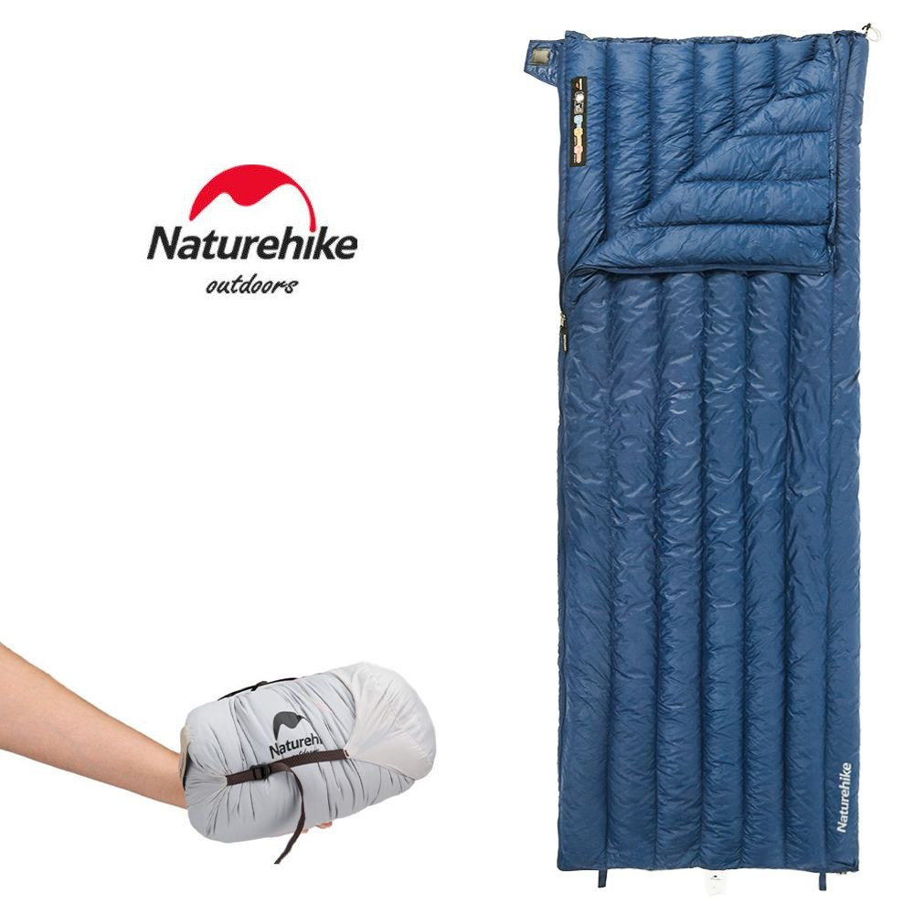 Спальний мішок пуховий ковдра Naturehike CW295 +11°C +6°C 190 х 72 см Blue, фото 1