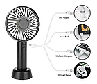 Ручний настільний вентилятор на акумуляторі портативний із підставкою і кабелем USB, фото 2
