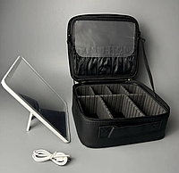 Органайзер чорна з дзеркалом і безліччю відділень для аксесуарів і косметики, б'юті кейс