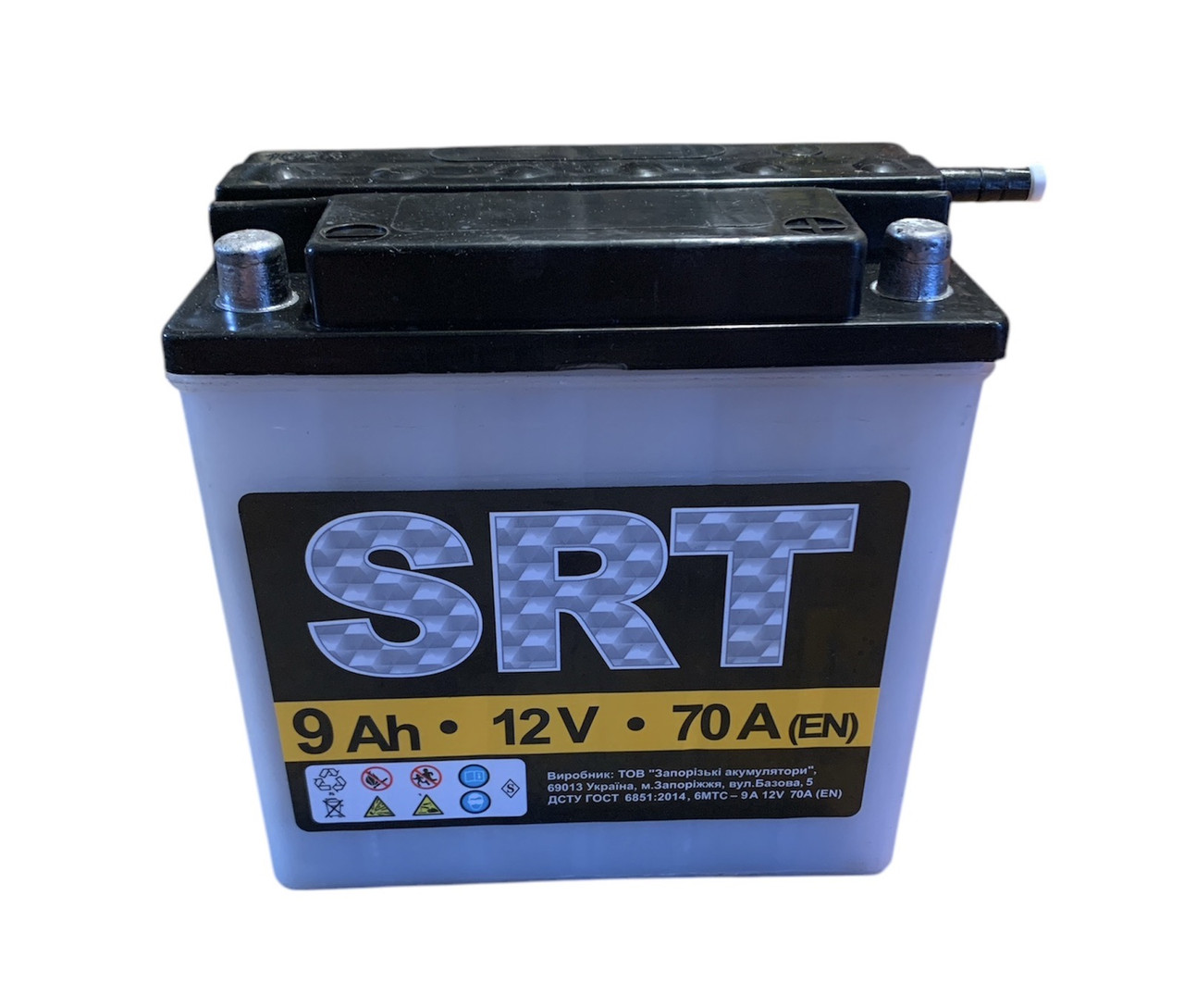 Акумулятор мото кислотний, заливний SRT 12V, 9Ah (Розмір 140 х 85 х 140)