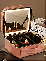 Містка жіноча косметичка-валізатор NiceLand з led дзеркалом і підсвіткою, дорожня для подорожей