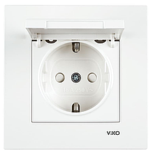 Розетка із заземленням та кришкою VIKO Karre (білого кольору)