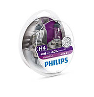 Лампа 12V H4 60/55W + 60% Vision Plus "Philips" (Box-2шт)