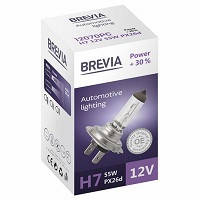Лампа 12V H7 55W + 30% "Brevia" (1шт)