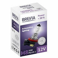 Лампа 12V H8 35W + 30% "Brevia" (1шт)