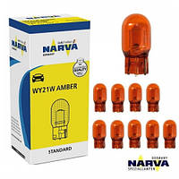Лампа 12V (бесцоколь 1-контакт.бурштин) W21W "Narva" Amber (1шт)