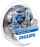 Лампа 12V H4 60/55W 4200K + 60% White Vision Ultra + W5W Blue 2шт "Philips" (Box-2шт)