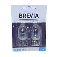 Лампа 12V (безцоколь 2-контак.) W21/5W "Brevia" W3 x16d блістер (блістер 2шт)