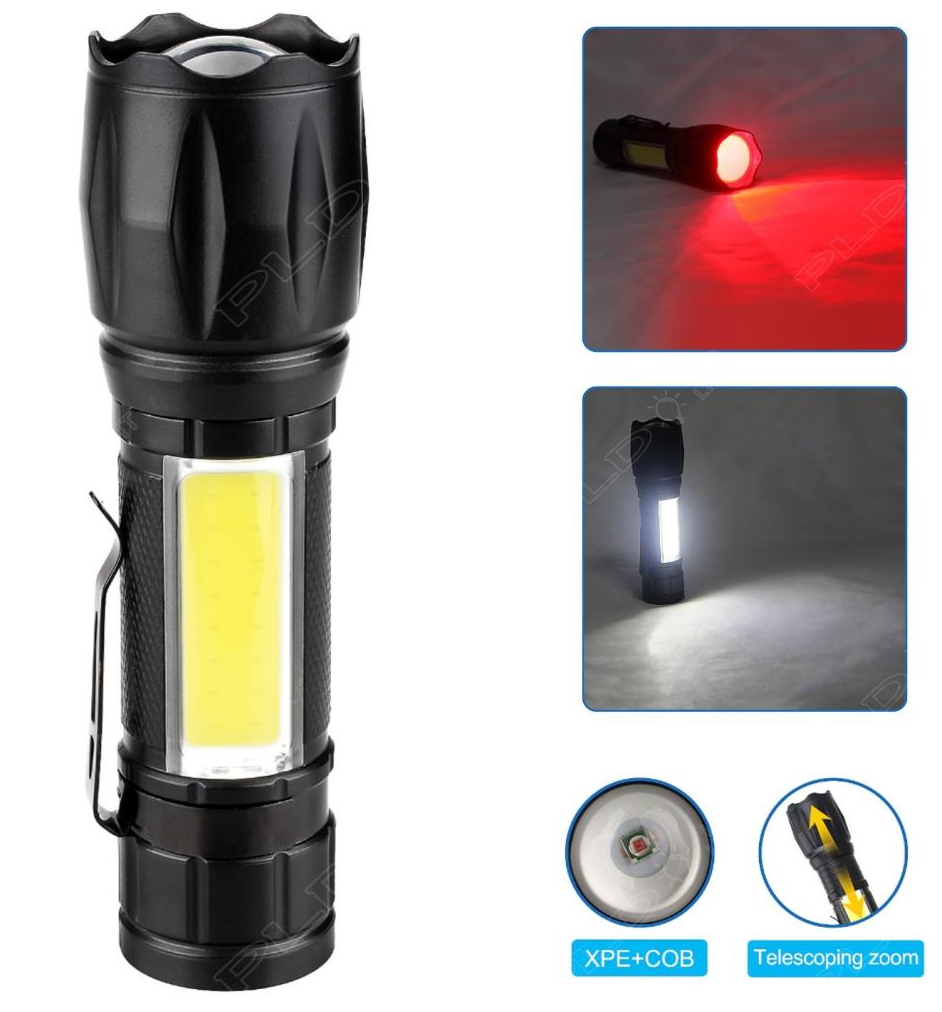 Ручний ліхтар Police W601, Li-Ion акум., ЗУ microUSB, зум, червоне і біле світло, фото 1