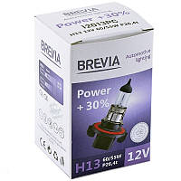 Лампа 12V H13 55W + 30% "Brevia" (1шт)